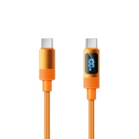 Cable USB-C a USB-C de 100W y 5A con Carga Rápida, Pantalla Digital Inteligente y Revestimiento de Nailon y Cobre Puro para Teléfonos Móviles