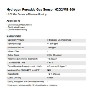 Capteur de gaz au peroxyde d'hydrogène Membrapor H2O2MB-500, détecteur électrochimique de gaz toxiques, conforme RoHS - Product Image 2