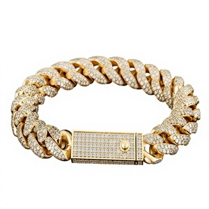 Gold Charm Cuban Link Bracelet Rose Gold Plated Iced Out Chain Jewelry for <b>Men</b> Gift Wedding Party - Product Image 1