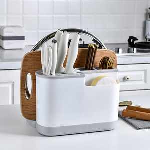 Support à couteaux multifonctionnel avec planche à découper intégrée, support de rangement pour ustensiles de cuisine et baguettes - Product Image 2