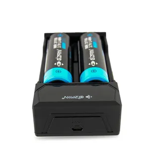 Eizfan NC2 Pengisi Daya Baterai USB, Pengisi Daya Baterai Isi Ulang Li-ion 2 Slot untuk Baterai Li-ion 3.6V 3.7V