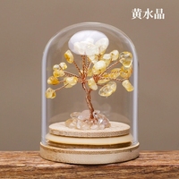 Ornements d'arbre en cristal naturel arbre porte-bonheur jaune souhaitant bouteille arbre de vie décoration de la maison artisanat dessin animé impression forme ovale