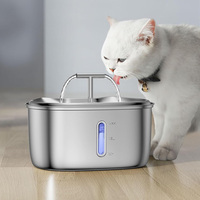 Fontaine à eau pour chat très vendue, fontaine à eau pour animaux de compagnie en acier inoxydable, fontaine à eau automatique pour animaux de compagnie, 2,4 L, acier inoxydable 304