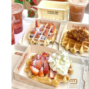 Caja de gofres de papel Kraft ecológica para Bubble Waffle Stick y embalaje de pasteles Solución de embalaje de alimentos para llevar - Product Image 4