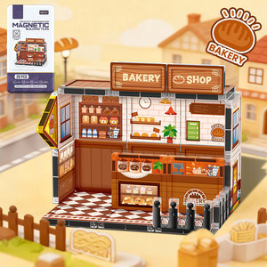 Ensemble de tuiles magnétiques de 5,5 <span class=keywords><strong>cm</strong></span> pour scène de boulangerie, kit de jouets éducatifs DIY, puzzle d'assemblage, blocs de construction, ensemble de briques, cadeau portable - Product Image 2