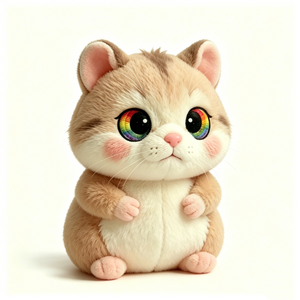 Hamster de peluche con ojos arcoíris personalizados, lindo peluche de hamster, juguete de peluche de hamster, peluche de hamster beige esponjoso - Product Image 1