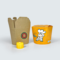 Caja de fideos de papel Kraft de fondo redondo personalizada de 16oz 26oz 32oz, contenedor chino para llevar caja de comida para llevar