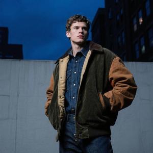 Chaqueta Reversible de Pana Bicolor, Estilo Vintage, Denim, Trucker, Urbana, Casual, Streetwear, Oversize, Bomber, con Tapicería para Hombre - Product Image 3