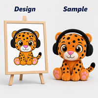 Peluche Léopard Style Pop avec Casque Audio, Poupée Léopard Personnalisée, Jouet en Peluche Doux pour Fans de Musique, Cadeau, Fabrication OEM