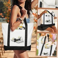 Sac fourre-tout en toile patchwork, sac de rangement portable avec fermeture éclair pour la plage, le shopping et les voyages, importé de Chine