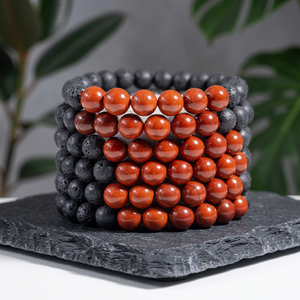 กำไลข้อมือหินลาวาประดับคริสตัลแดงแจสเปอร์แฟชั่นใหม่ - Product Image 3