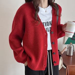 Fabricants de tricots pour femmes Logo personnalisé Gros <span class=keywords><strong>Cardigan</strong></span> Veste Col en V Basique Pull à Manches Longues <span class=keywords><strong>Cardigan</strong></span> Tricoté - Product Image 4