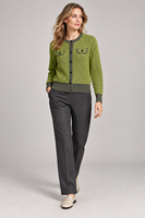 Cardigan en tricot jacquard personnalisé pour femmes, manches longues, col rond, boutons, pull élégant, fabricant de tricots en gros