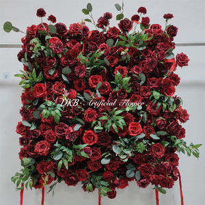 Custom New burgundy flower wall 8x8ft 5d Excellent Artificial red <b>Rose</b> Flower Wall Backdrop for Wedding Birthday Decoration - Product Image 4