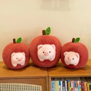 XH Trendy Peluche de Cerdo con Patrón de Manzana, Nuevo Modelo Bordado, Muñeco Desmontable, Alivio del Estrés, Regalo de Algodón PP - Product Image 4