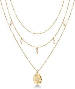 Vente en gros de collier en acier inoxydable plaqué or 14K de conception simple pour les femmes Trendy Stacked Six <span class=keywords><strong>Star</strong></span> Mansion Pendant <span class=keywords><strong>Butterfly</strong></span> - Product Image 1
