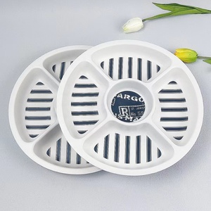 Assiettes à dîner en plastique mat à 5 compartiments pour la cuisine domestique, assiettes sectionnelles personnalisées, écologiques et sûres, <span class=keywords><strong>service</strong></span> OEM - Product Image 3