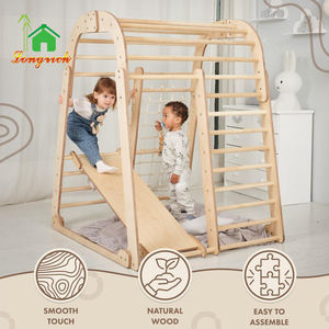 ملعب داخلي الغابة صالة ألعاب رياضية مجموعة لعب 6-في-1-انزلاق حبل جدار إطار تسلق أرجوحة-مونتيسوري نمط لعبة خشبية للأطفال - Product Image 3
