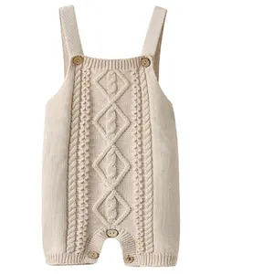 F-1484ins Sleeveless spring summer baby one-piece sweater new born baby set clothes knitted suspenders Ha baby rompers wholesale