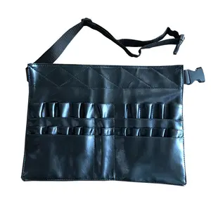 Spazzola per il trucco portatile marsupio strumento di stoccaggio borsa nera in pelle sintetica spazzola di bellezza borsa esterna impermeabile