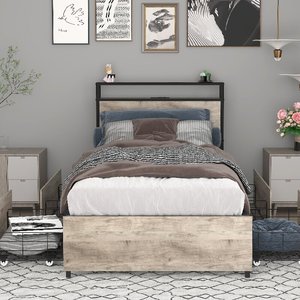 Letto Matrimoniale in Metallo con Cassetti Contenitore e Stazione di Ricarica, Design Moderno, Testiera LED, Silenzioso, Disponibile ODM/OEM - Product Image 1