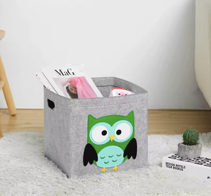 Cubo pieghevole organizzatore per bambini cartone animato con copertura di animali da scuola materna bidoni giocattolo in feltro di stoffa per la casa cesto di stoccaggio di abbigliamento - Product Image 6