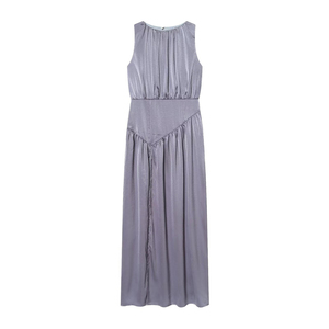 SHENZHU Dames Zomerjurk 2026 Nieuwe Chique Mode <span class=keywords><strong>Midi</strong></span> Jurk Elegant Dagelijks Mouwloos Zijde Satijn Geplooide Vrouwelijke Jurken Robe Mujer - Product Image 2