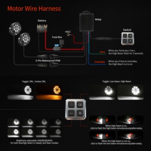 Luz LED para Motocicleta Fendinebbia, Luz <span class=keywords><strong>de</strong></span> Turismo <span class=keywords><strong>de</strong></span> Aventura, Regulable, 4.5 Pulgadas, Doble Color Ámbar Blanco, DRL, Luz Auxiliar Antiniebla, 12V - Product Image 6
