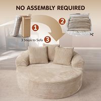Moderner cremefarbener Cord-Sessel, platzsparend, rollverpackt, keine Montage erforderlich, Einzelsofa für Apartment und Schlafzimmer