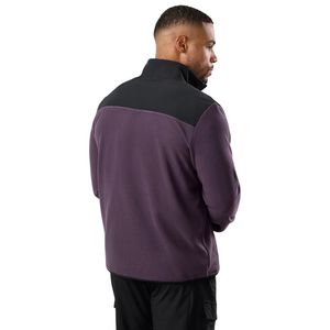 Sweat-shirt à col zippé en polaire pour homme, couleur prune, à blocs de couleurs, manches longues, chaud, pour le sport et les activités de plein air - Product Image 2
