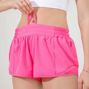 Lulu Same Style Sports Shorts Damen Naked Quick Dry Spot Radfahren und Laufen Serie Fitness Shorts Fake Two Pieces