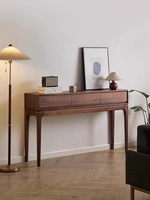 Meja Konsol Walnut Hitam untuk Ruang Tamu Mewah Bergaya Midcentury dengan Penyimpanan, Desain Tahan Lama, Meja Buffet Tinggi dan Panjang