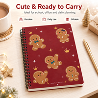 Cuaderno Espiral de Tapa Dura con Diseño de Galleta de Jengibre Navideña, Premium, al por Mayor, A5, Páginas Rayadas, Encuadernación de Doble Espiral, Regalo Navideño y Diario