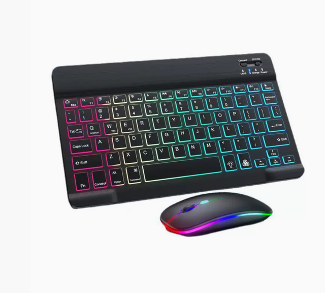 2025A Wireless Mini BT Keyboard and Mouse Combo RGB Backlit for IOS Android for Windows Tablet Smart Phone
