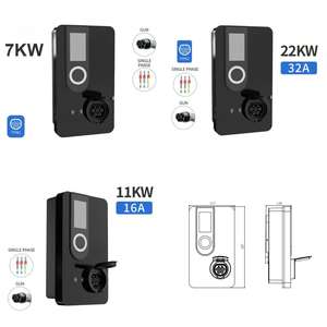 เครื่องชาร์จรถยนต์ไฟฟ้าแบบติดผนัง 7kW AC พร้อมเต้ารับ Type 2 มาตรฐาน IP54 สถานีชาร์จอัจฉริยะสำหรับใช้งานกลางแจ้งในยุโรป - Product Image 3