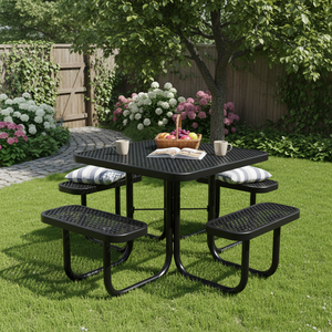 Tavolo da Picnic da giardino quadrato con panche allegate - Product Image 3