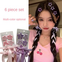 En gros 6 pcs/set Star BB Pinces À Cheveux Accessoires De Cheveux Ruban Coloré Arcs Épingle À Cheveux pour Les Filles