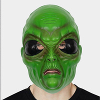 Nouveauté Masque d'Alien en Plastique Vert Amusant pour Halloween, Idéal pour les Thèmes Fantastiques et Sci-Fi, Cosplay, Mascarade et Fêtes