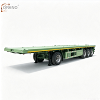 Semi-remorque plateau 3 essieux 40 pieds 60 tonnes usage intensif avec plancher en acier antidérapant, suspension pneumatique et points d'arrimage pour l'exportation