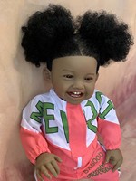 Poupée Reborn Afro-Américaine Réaliste de 60 cm (24 Pouces) en Vinyle et Silicone, Corps Souple, Peau Foncée, Jouet Nouveau-né