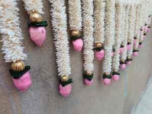 Solawood Pink Lotus Door Toran Eco Friendly Indian Diwali Decoration Pooja <b>Mandir</b> Door Hanging Bandarwar Backdrop Decoration - Product Image 5