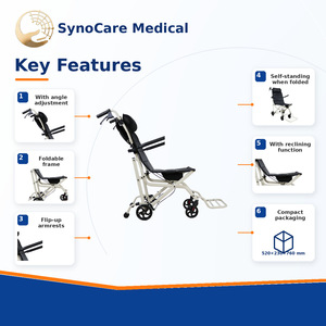 Fauteuil roulant médical pliable SynoCare 520x230x760 mm avec fonction inclinable pour les voyages des personnes âgées - Product Image 1