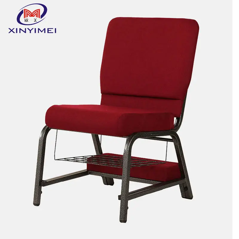 Venta al por mayor de fábrica, silla de Teatro de Iglesia apilada personalizable, sillas acolchadas entrelazadas de metal