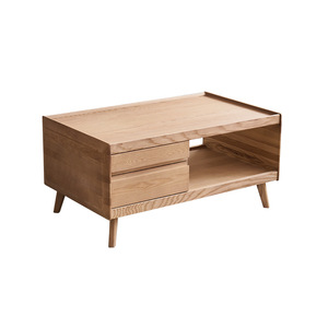 Table basse rectangulaire en bois massif Aoga Furniture avec tiroir de rangement pour salon, design moderne et minimaliste - Product Image 4