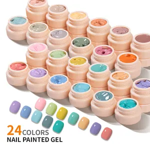 Jting gel uv, popular, brilhante, saudável, 24 cores sólidas, led, para pintura de unha, crie seu próprio rótulo, gel para tinta de unha