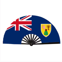 Éventails à main personnalisés avec drapeau des îles Turcs et Caïcos, grands éventails de danse pour la danse en ligne, les mariages en plein air et les fêtes