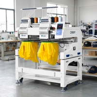 Machine à broder industrielle informatisée de haute qualité à 2 têtes, 12/15 aiguilles, pour vêtements, casquettes, chapeaux, t-shirts