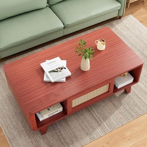 Soohow living room <b>table</b>, modern <b>square</b> <b>coffee</b> <b>table</b> with rattan drawers, medieval <b>coffee</b> <b>table</b> with living room storage - Product Image 3