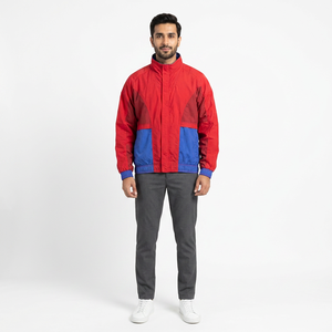 OEMODM Custom USA Cotton Canvas 90s School Windbreaker Waterproof <b>Zip</b>-<b>Up</b> Polyester <b>Jacket</b> Pattern Decoration Unisex Stand Front - Product Image 1