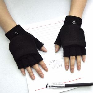 Gants d'hiver pour femmes, <span class=keywords><strong>pas</strong></span> chers, unis, convertibles, en tricot, demi-doigts, pour le cyclisme, les sports de plein air, le <span class=keywords><strong>ski</strong></span>, usage quotidien, coupe-vent, respirants - Product Image 3
